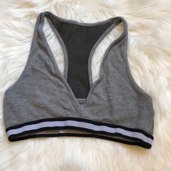 Charcoal Mesh Elastic Band Knit Bralette - Picture 3 of 4